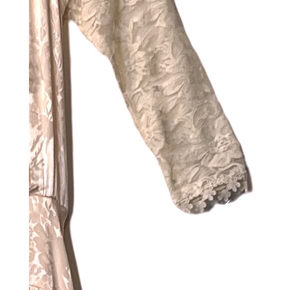 Jessica McClintock Dress Womens 4 White Lace Pink Satin Long Sleeve RARE Vintage - Picture 12 of 15